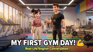 MY FIRST GYM DAY! 💪 | Real-Life English Conversation | A1–A2 English Learners