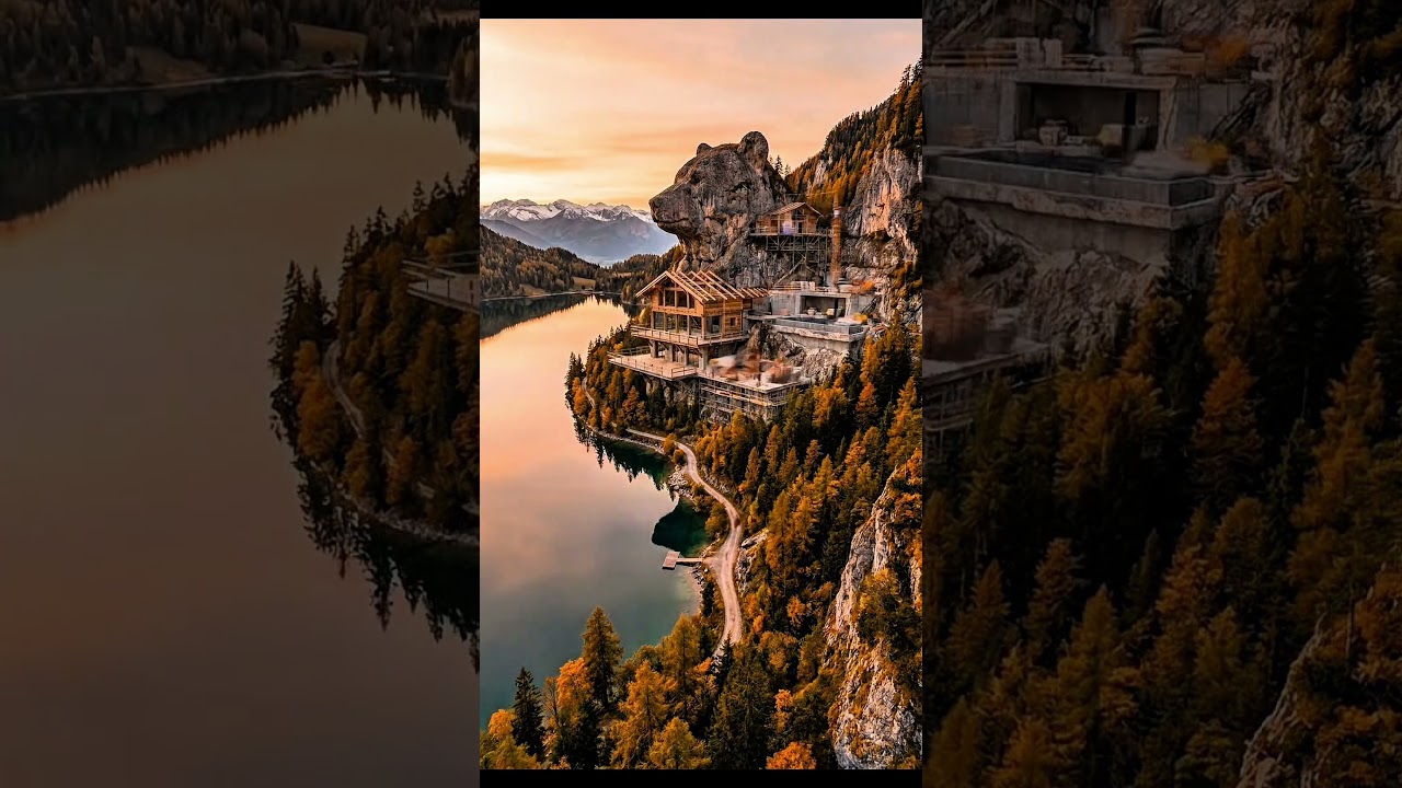 Building a Luxury Cabin in a Giant Bear Rock! 🐻🏔️ #shorts #mountainlife