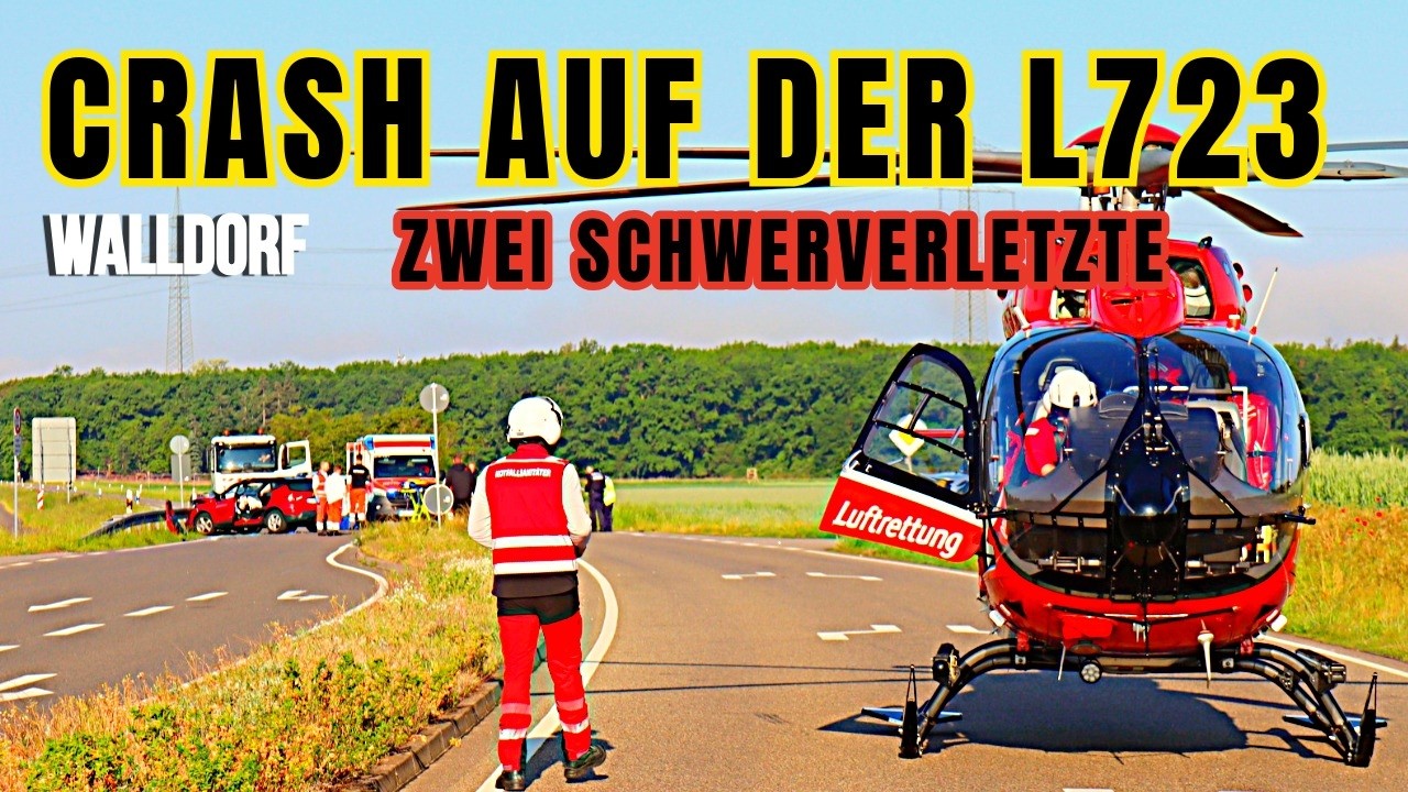 Schwerer Unfall auf der L723 bei Walldorf -  Frau mit Rettungshubschrauber in Klinik