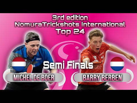 Top 24 Semi-Finals Michel de Boer vs Barry Berben Nomuratrickshots international #tabletennis