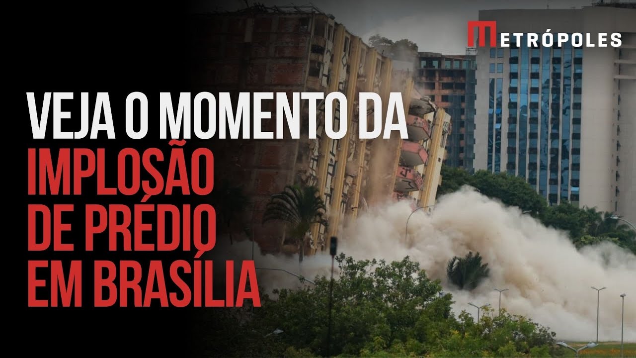 Veja momento em que prédio de 14 andares é implodido em Brasília