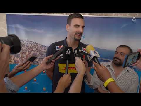Simone Giannelli alla conferenza stampa di presentazione del match inaugurale Italia-Svezia