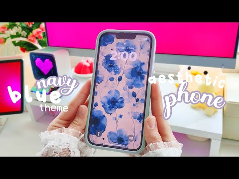TRANSFORM YOUR iPHONE & ANDROID PHONE with a custom NAVY BLUE THEME 🫐🪻 free & w/ links ♡