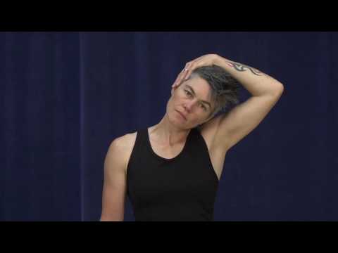 Trapezius stretching - YouTube video thumbnail.