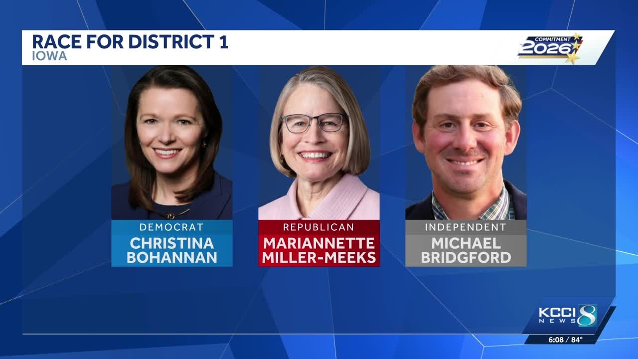 Michael Bridgford in the KCCI Iowa 1st District candidate graphic
