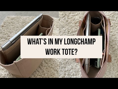 O que há na minha bolsa de trabalho Longchamp? | Organizador de bolsa + capa para laptop para Le Pliage, LV Neverfull