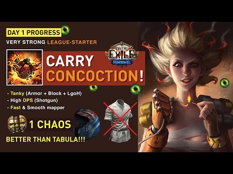 No Tabula? No Problem!【1C 5L Carry Concoction】-Day 1 progress // Budget & Strong League-Starter 3.18