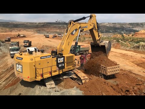 Caterpillar 6015B Excavator Loading Trucks Non Stop For 3 Hours - Mega Machines Movie #viralvideo
