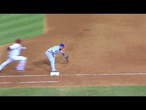 Escobar makes a spinning throw up the middle