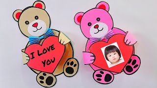 Easy Valentines day card idea  | Teddy bear card DIY