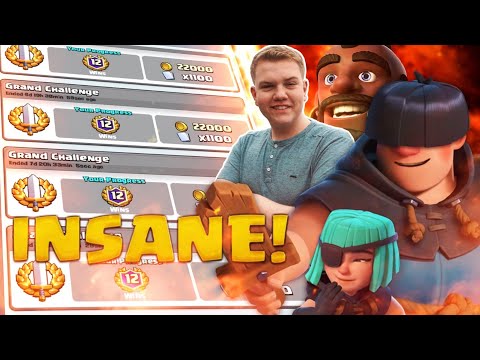 ALL 12 WINS! Insane Hog Rascals Cycle Deck LIVE Grand Challenge Gameplay! - Clash Royale