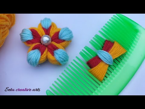 Super easy woolen flower making tricks using hair comb | Hand embroidery - amazing diy flower design