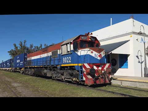 [4K] Colorido tren de contenedores de NCA con destino a Ferreyra pasando por Marcos Juárez!!!!!!