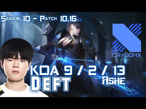 DRX Deft ASHE vs JHIN ADC - Patch 10.16 KR Ranked