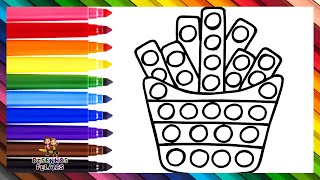 Desenhar E Colorir Um POP IT De Batatas Fritas 🍟🌈 Desenhos Para Crianças