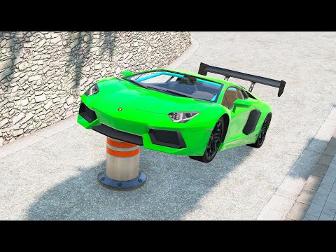 Cars vs Bollards - BeamNG.Drive