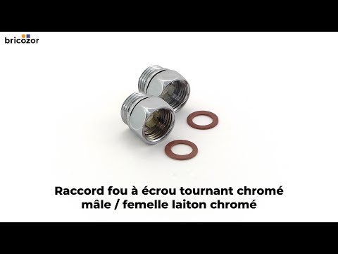 2 X Raccord fou à écrou tournant chromé mâle / femelle - Laiton chromé RIQUIER