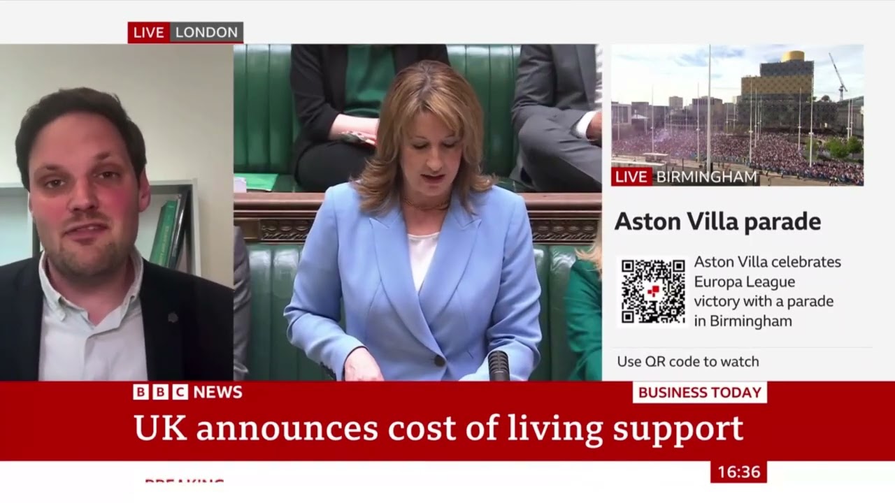 Harry Quilter-Pinner on BBC News discussing Rachel Reeves's speech on the cost of living