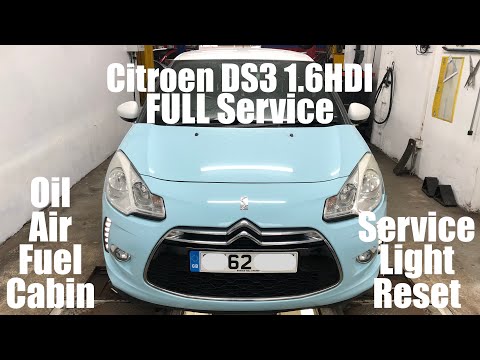 Citroen DS3 1.6 e-HDI FULL Service Oil Air Fuel Cabin Filter How To DIY Includes Service Light Reset