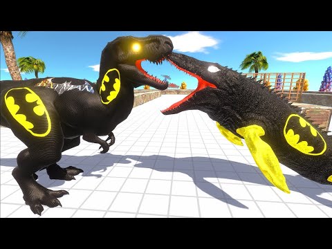 BATMAN vs BATMAN MOSASAURUS vs SUPERMAN T-REX DEATH RUN - Animal Revolt Battle Simulator
