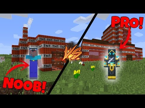 Noob TNT HOUSE VS Pro TNT HOUSE - MINECRAFT