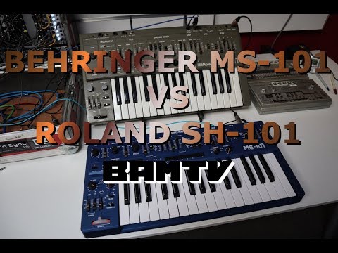 Comparison  between Behringer MS-101 and Roland SH-101 analogue synthesizers