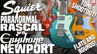 Video thumbnail for Squier Paranormal Rascal vs. Epiphone Newport - Vintage Vibes Galore! - LowEndLobster Tone Shootout by LowEndLobster
