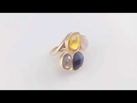 18K Gold Plated Ring with Natural Stones (005334)