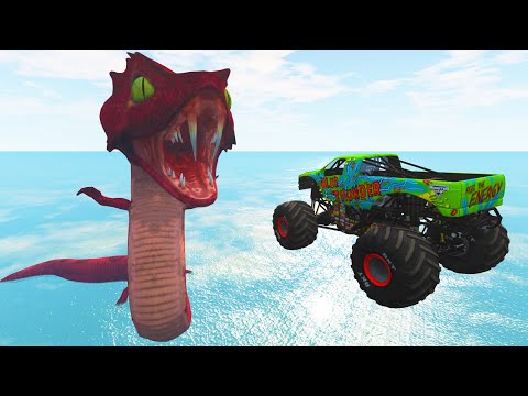 Cars Jumping into The Mouth of Sea Monster
