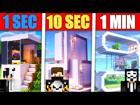 Best Modern house challenge In Minecraft 😱 - 1 Sec vs 1 Min vs 10 Min