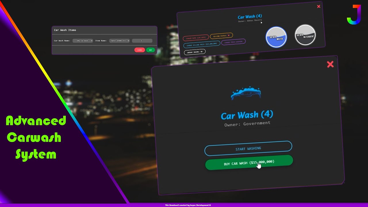 [PAID] [ESX] :ocean: CarWash (Advanced Car Wash System & UI & Manage Menu & Wash Menu) thumbnail 2