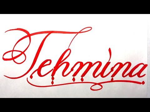 Tehmina Name Signature Calligraphy Status | How to write with Cut Maker  #calligraphy #cursive