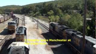 preview picture of video '2 Trains leaving the CSX yard in Manchester, Ga'