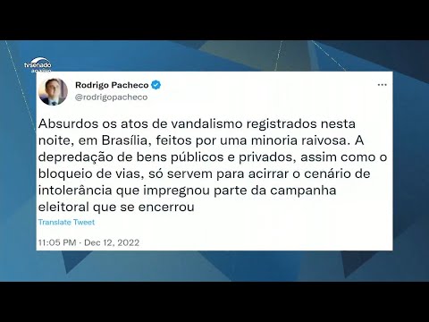 Presidente do Senado condena atos de vandalismo em Brasília