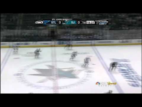 Elliott stop on Couture break away. St. Louis Blues vs SJ Sharks 4/19/12 NHL Hockey