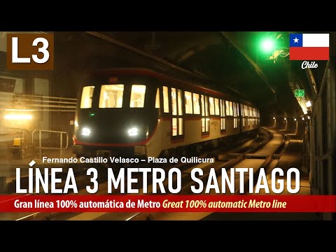 Viaje LÍNEA 3 METRO DE SANTIAGO Chile con trenes 100% automáticos CAF AS2014