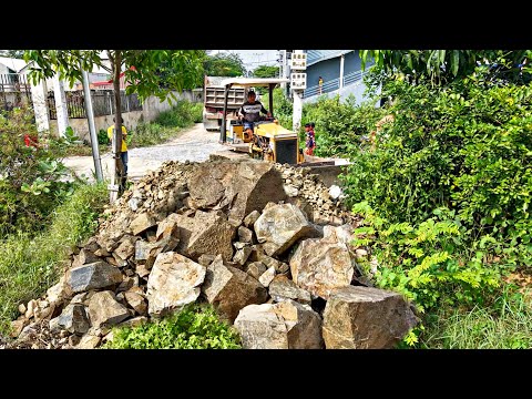Fantastic New Project!! Filling Land By Bulldozer Push Stone with 5ton Trucks