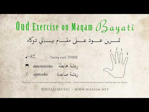 Oud exercise on Maqam Bayati - تمرين عود على مقام البياتي - Leçon de Oud