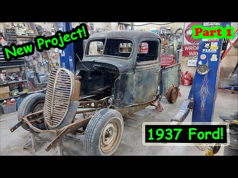1937 Ford, gathering parts to build a hotrod pickup from junk. Part 1