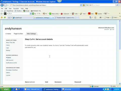 PBWorks wiki Adding Students