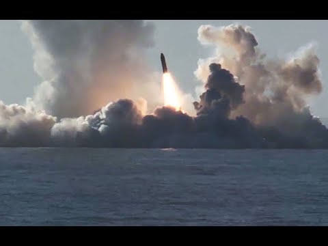 RAW Russian Nuclear Submarine Yuri Dolgoruky K-535 Launches 4 Bulava Missiles May 24 2018 News Video