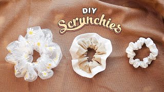 DIY Scrunchies | 3 Styles - 3 Easy Ways | Mini - Large - 2 color | Chiffon & Linen | Tutorial