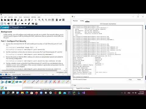 Lab 11.1.10 – Packet Tracer – Implement Port Security