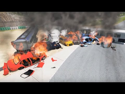 BeamNG Drive Traffic Jam Crashes Speed Bumps #8