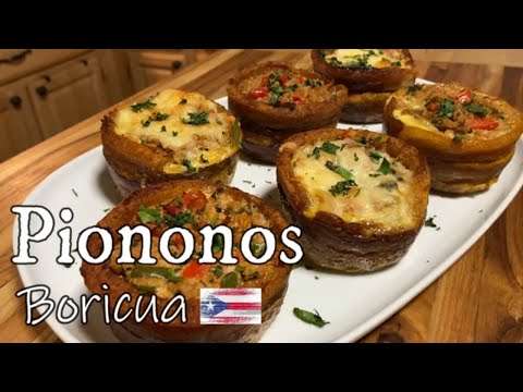 Piononos Puertorriqueños receta facil (how to make 'Piononos' stuffed ripe plantains)