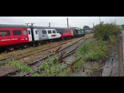 Direct Rail Services 37059 and 37069 leaving Peterborough
