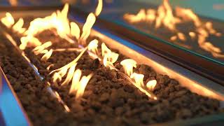 OUTFLEXX Garten-Essgruppe für 8 Personen, anthrazit matt, Alu/Glas, 200 x 100 cm, mit Feuerstelle