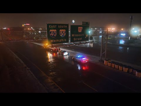 01-31-2023 West Memphis, AR - Ice Storm - Accident on 40 - Iced Power Poles and Lines