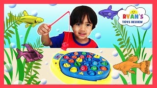 LET&#39;S GO FISHING GAME with Surprise Eggs Opening and Learn Colors