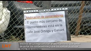 Vecinos de La Vega solicitan que vuelvan ponerles los contenedores de basura retirados